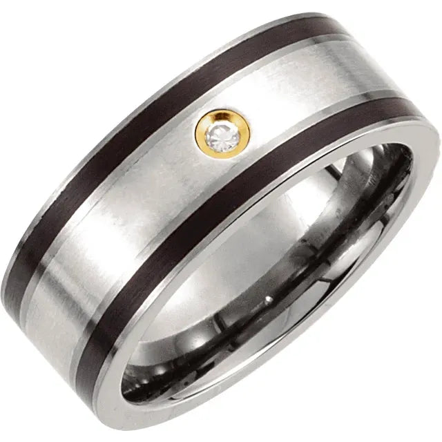 Titanium, Sterling Silver & 14K Yellow Gold-Plated  Natural Diamond
