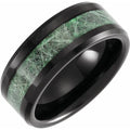 Black PVD Tungsten  Beveled-Edge Imitation Meteorite Inlay