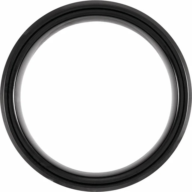 Black PVD Tungsten  Beveled-Edge Imitation Meteorite Inlay