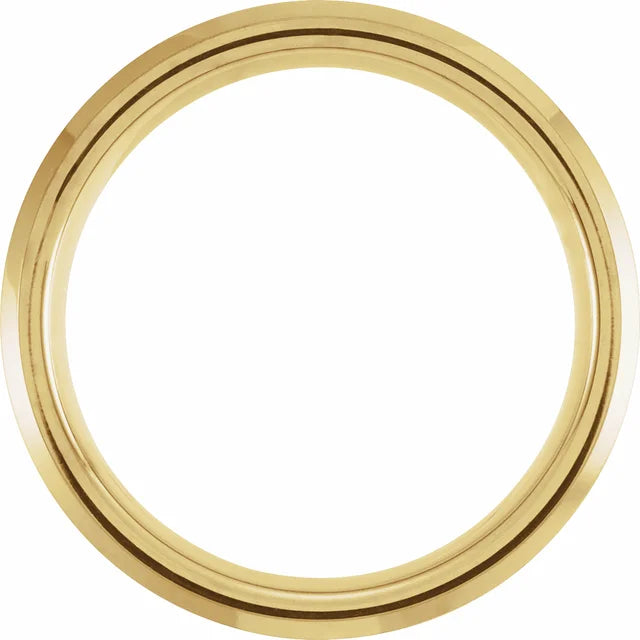 18K Yellow Gold PVD Tungsten  Beveled-Edge Walnut Wood Inlay