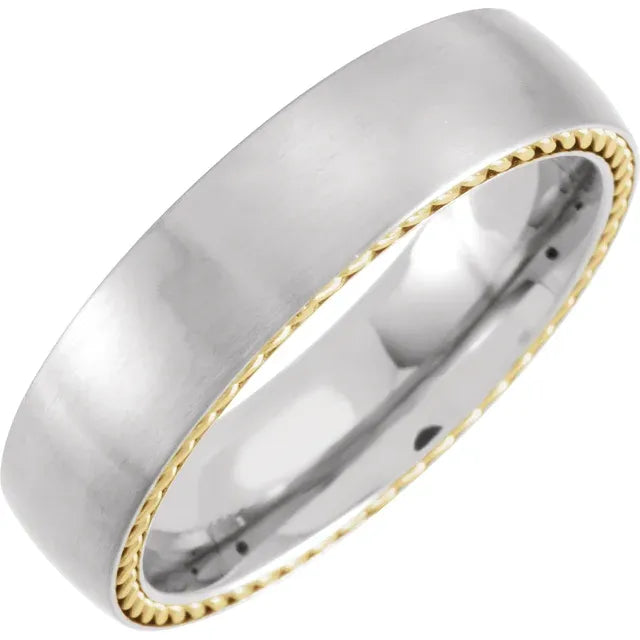 Titanium & 18K Yellow Gold PVD Rope Inlay
