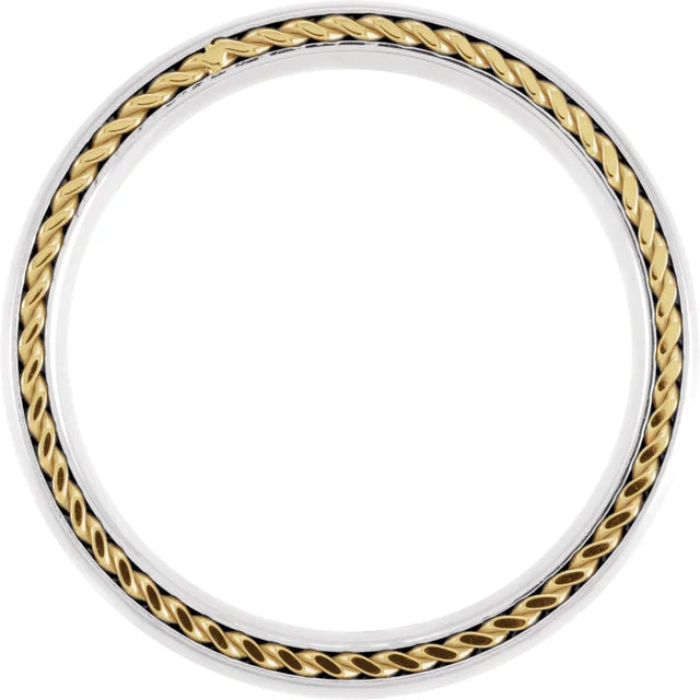 Titanium & 18K Yellow Gold PVD Rope Inlay