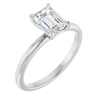 1 1/4 CT  Emerald Diamond Solitaire Engagement Ring