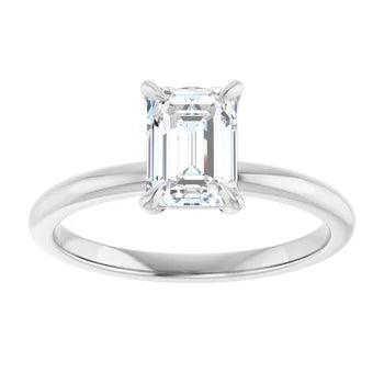 1 1/4 CT  Emerald Diamond Solitaire Engagement Ring