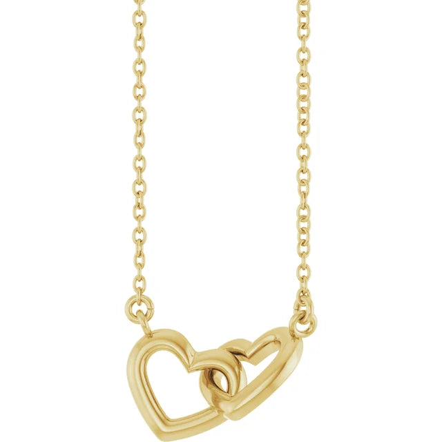 14K Yellow Gold Interlocking Heart 16" Necklace