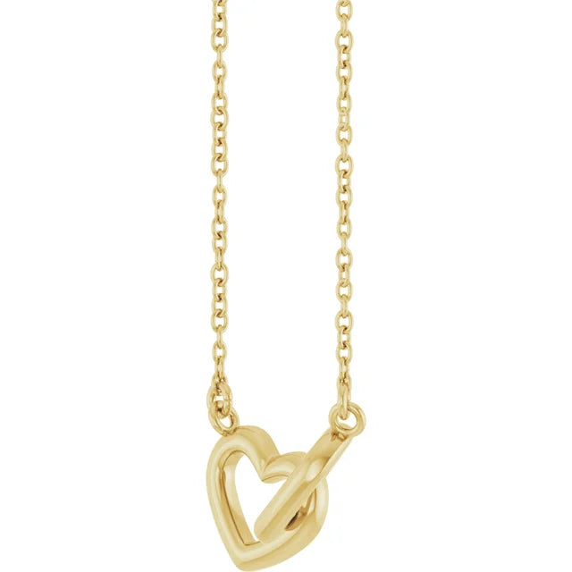 14K Yellow Gold Interlocking Heart 16" Necklace