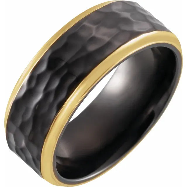 18K Yellow Gold PVD Black Titanium Stepped-Edge