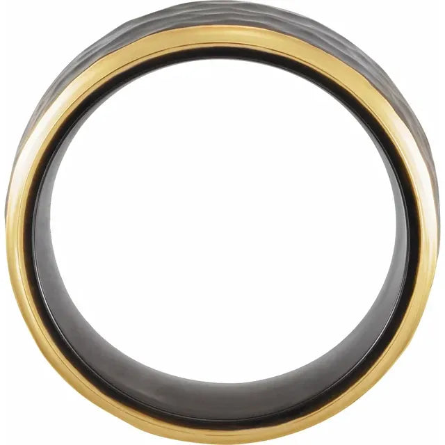18K Yellow Gold PVD Black Titanium Stepped-Edge