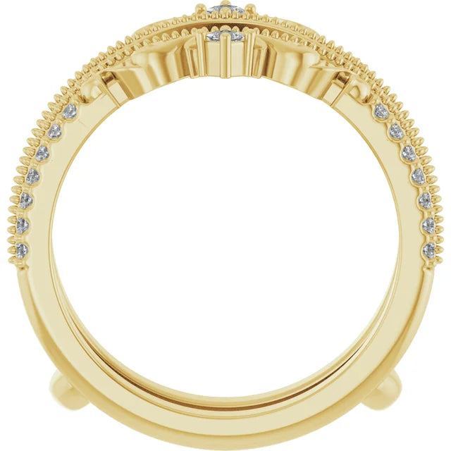 14K Yellow Gold 1/6 CTW Natural Diamond Accented Floral Inspired Ring Guard