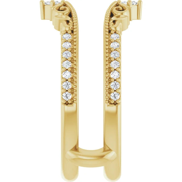 14K Yellow Gold 1/6 CTW Natural Diamond Accented Floral Inspired Ring Guard