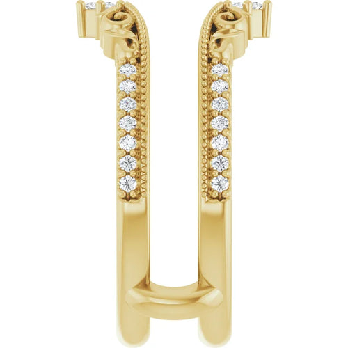 14K Yellow Gold 1/6 CTW Natural Diamond Accented Floral Inspired Ring Guard