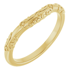 14K Gold Floral Engraved Wedding Band