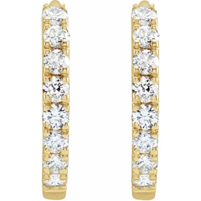 14K Yellow Gold 1/5 CTW Lab-Grown Diamond 12mm Hoop Earrings