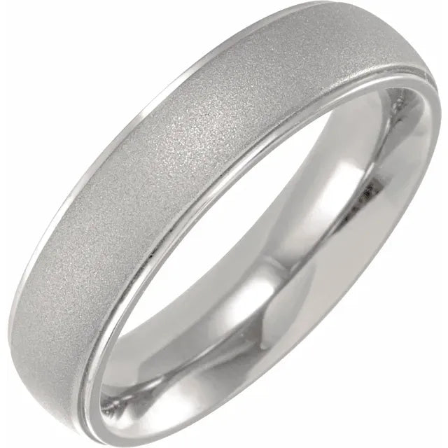 Titanium Stepped-Edge Half Round Band