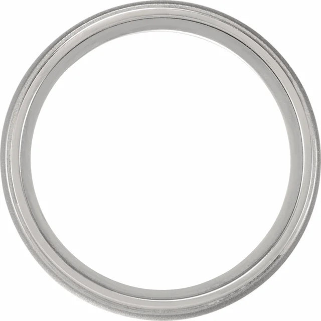 Titanium Stepped-Edge Half Round Band