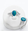 Natural Black Opal & Diamond Ring