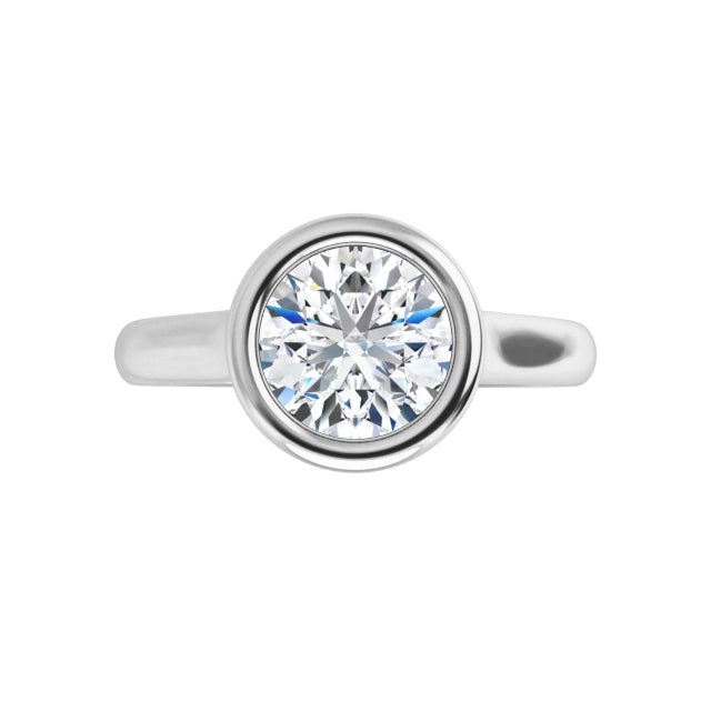 Diamond Round  Bezel Solitaire Engagement Ring
